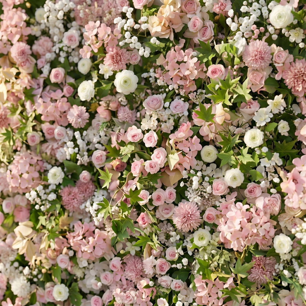 Livelia:Classic and Luxury 5D Pink&White Flower Wall with Greenery for Weddings&Event Decor