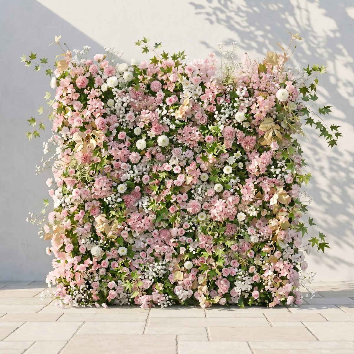 Livelia:Classic and Luxury 5D Pink&White Flower Wall with Greenery for Weddings&Event Decor