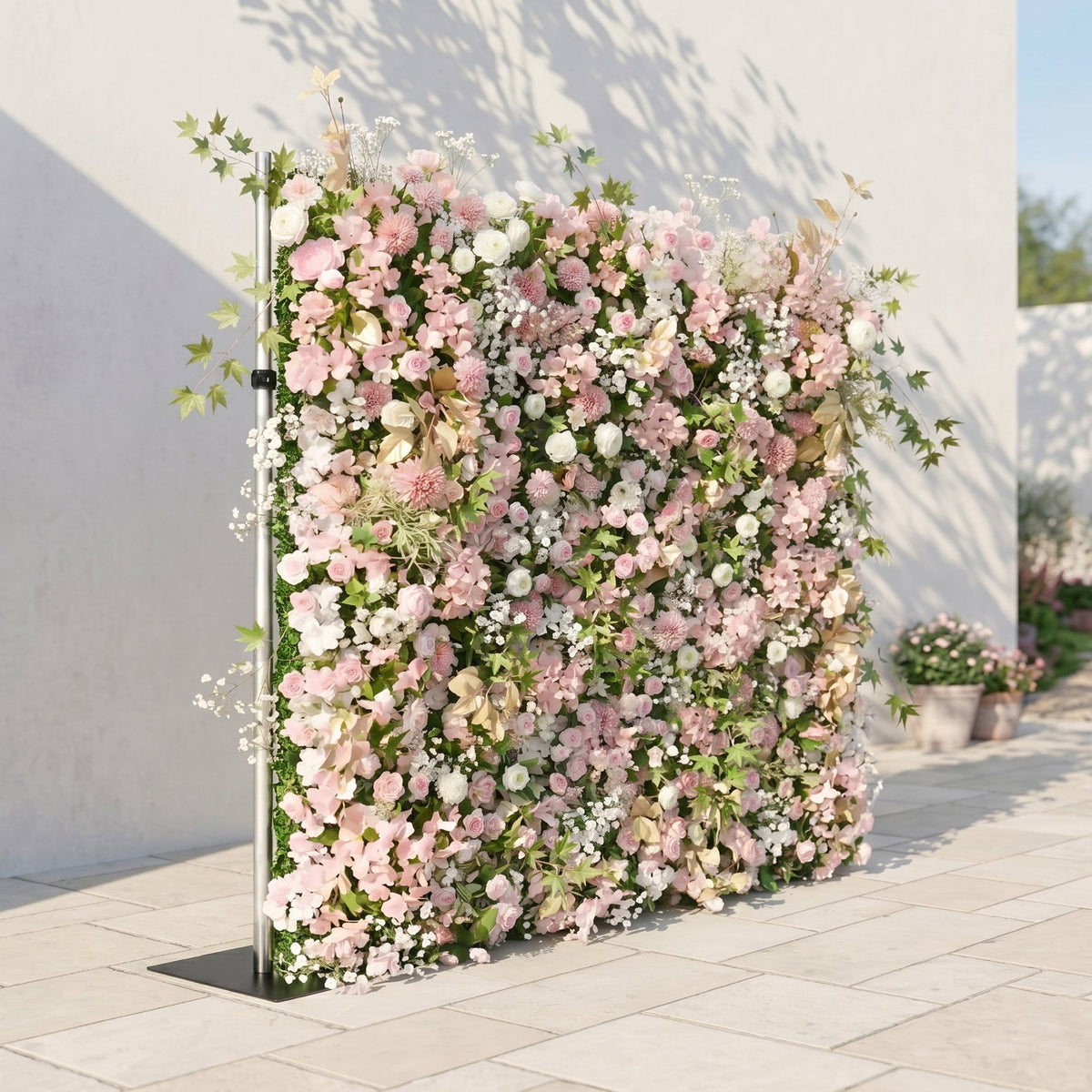 Livelia:Classic and Luxury 5D Pink&White Flower Wall with Greenery for Weddings&Event Decor