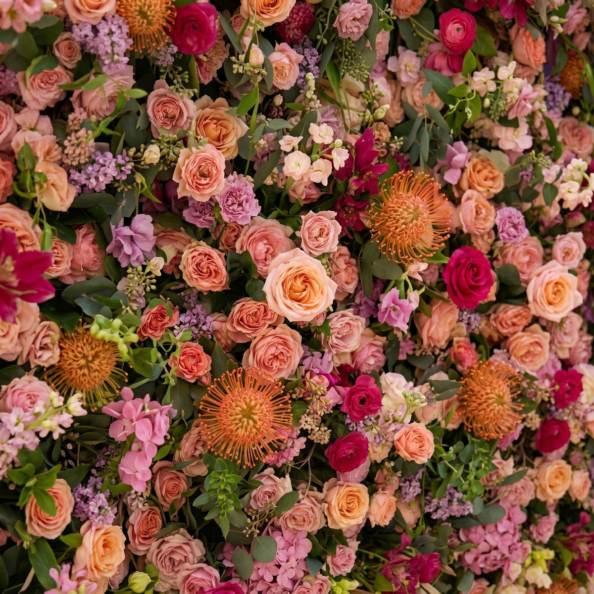 Lumvale:5D Boho Autumn Mixed Warm Tone Silk Rose Flower Wall Roll-Up Fabric Backdrop for Romantic Weddings & Proposals