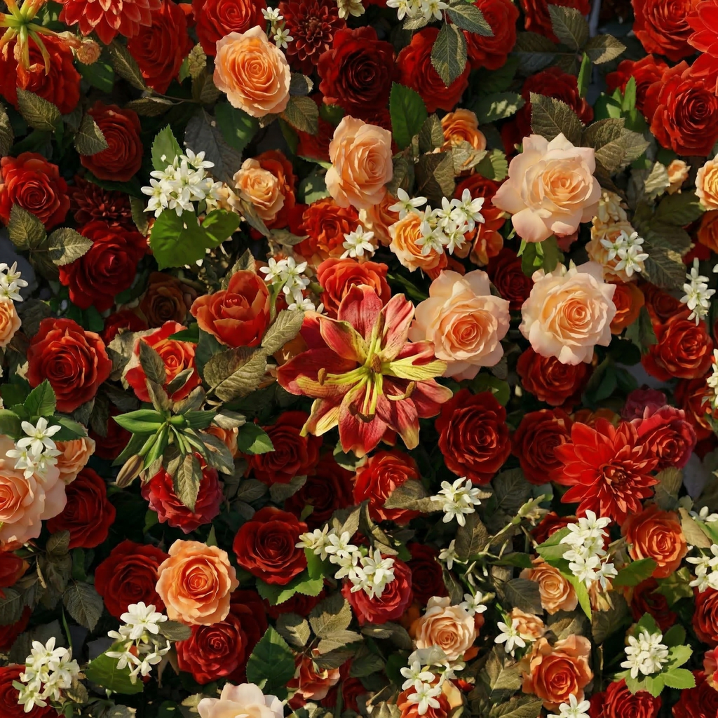 Luxira: 4D Crimson and Champagne Silk Rose Flower Wall Roll-Up Fabric Backdrop for Luxury Weddings & Events Decoration