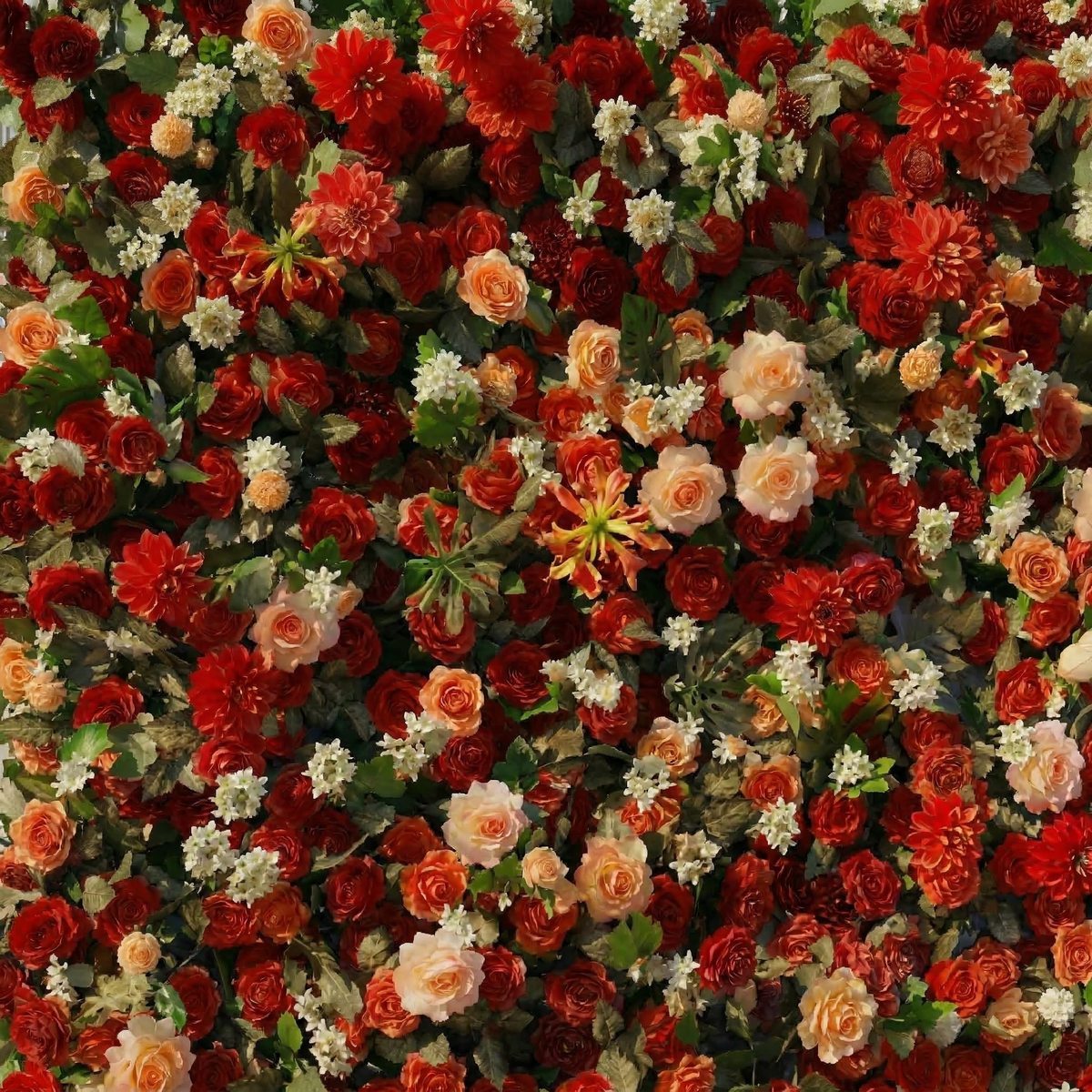 Luxira: 4D Crimson and Champagne Silk Rose Flower Wall Roll-Up Fabric Backdrop for Luxury Weddings & Events Decoration