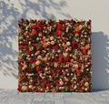 Luxira: 4D Crimson and Champagne Silk Rose Flower Wall Roll-Up Fabric Backdrop for Luxury Weddings & Events Decoration