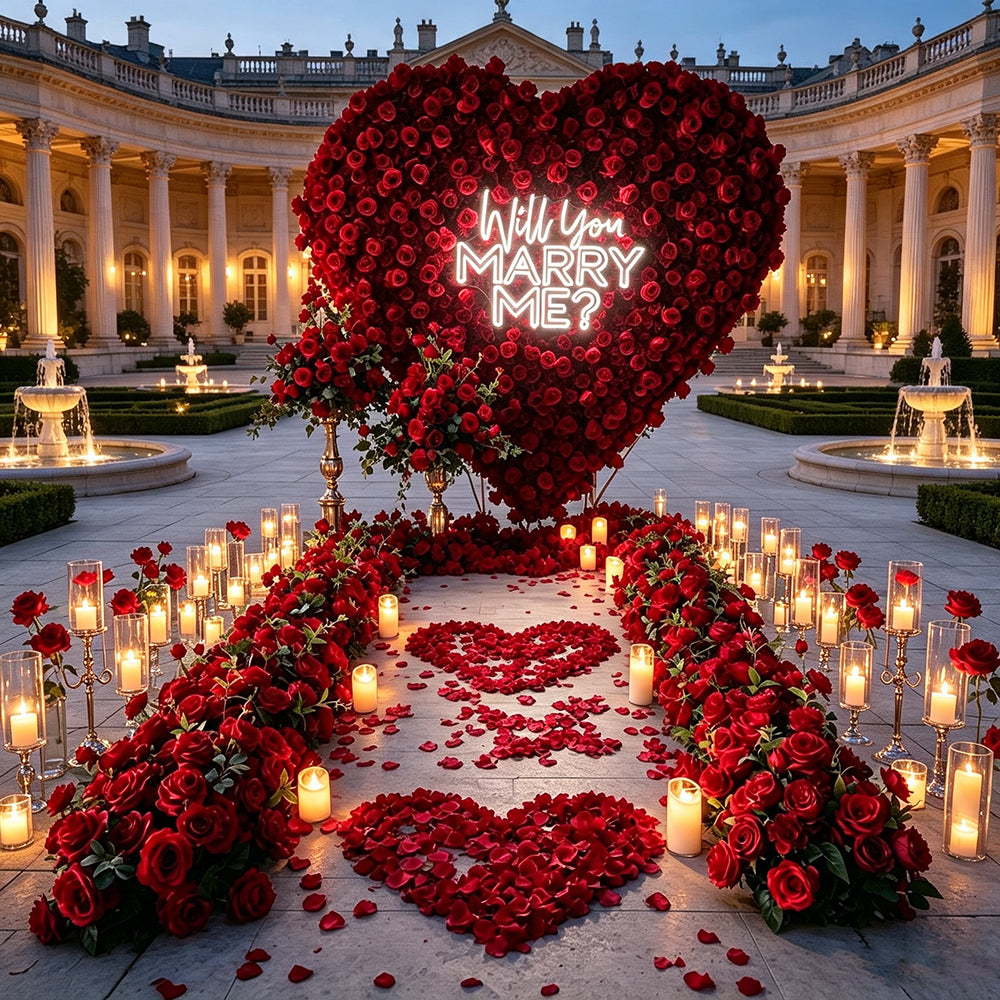 Luxury Heart Shaped Red Rose Silk Cloth Artificial Flower Wall Backdrop Handmade Customizable Romantic Wedding Decoration Free Shipping