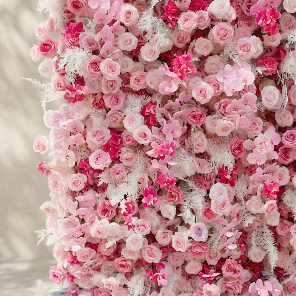 Lyrelloria:Luxury 5D Ombre Pink Silk Floral Wall Roll-Up Backdrop for Vibrant Romantic Weddings