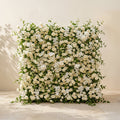 Maelette:Classic and Luxury 5D White Roses Flower Wall with Greenery for Weddings&Event Decor