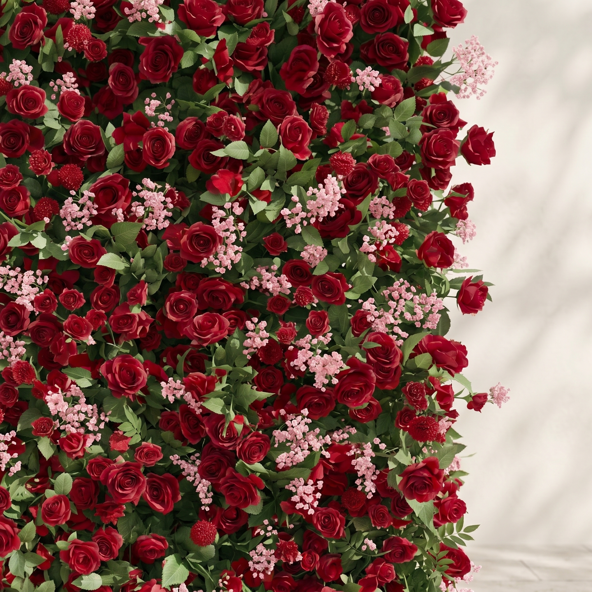 Maelmora: New Luxury 3D Red Roses Flower Wall with pink babybreath for Weddings&Event Decor