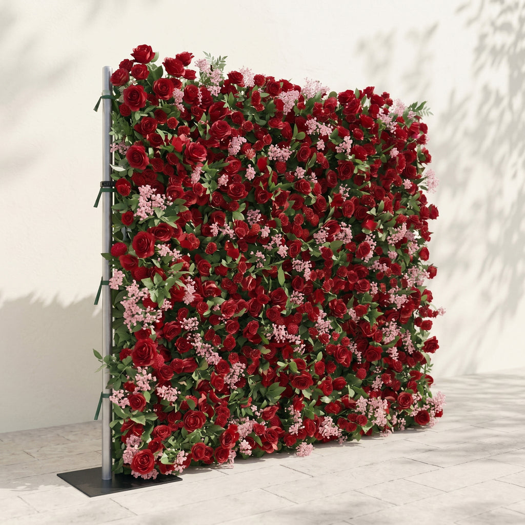 Maelmora: New Luxury 3D Red Roses Flower Wall with pink babybreath for Weddings&Event Decor