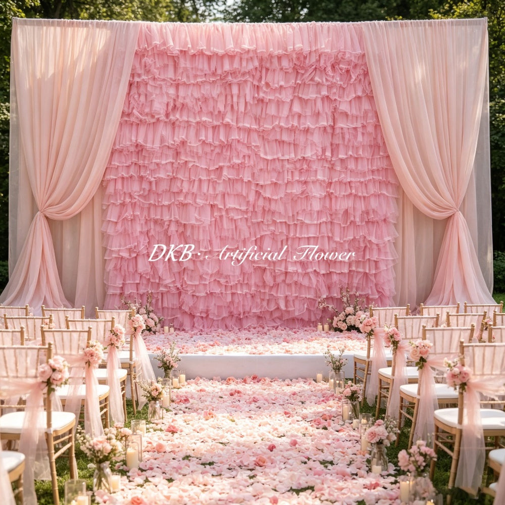 Manufacturer Wedding Party Decoration Pink Blue Purple Silk Lace Gauze Curtain Mesh Wall Backdrop Pink Fabric Curtain Veil Wall Free Shipping