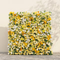 Marellyn:5D Bright Yellow & Ivory White Silk Rose Flower Wall Roll-Up Fabric Backdrop for Romantic Weddings & Proposals