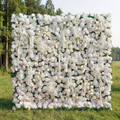 Marina: 5D Ivory & Light Blush Silk Rose Flower Wall Roll-Up Fabric Backdrop for Elegant Wedding & Bridal Shower Party