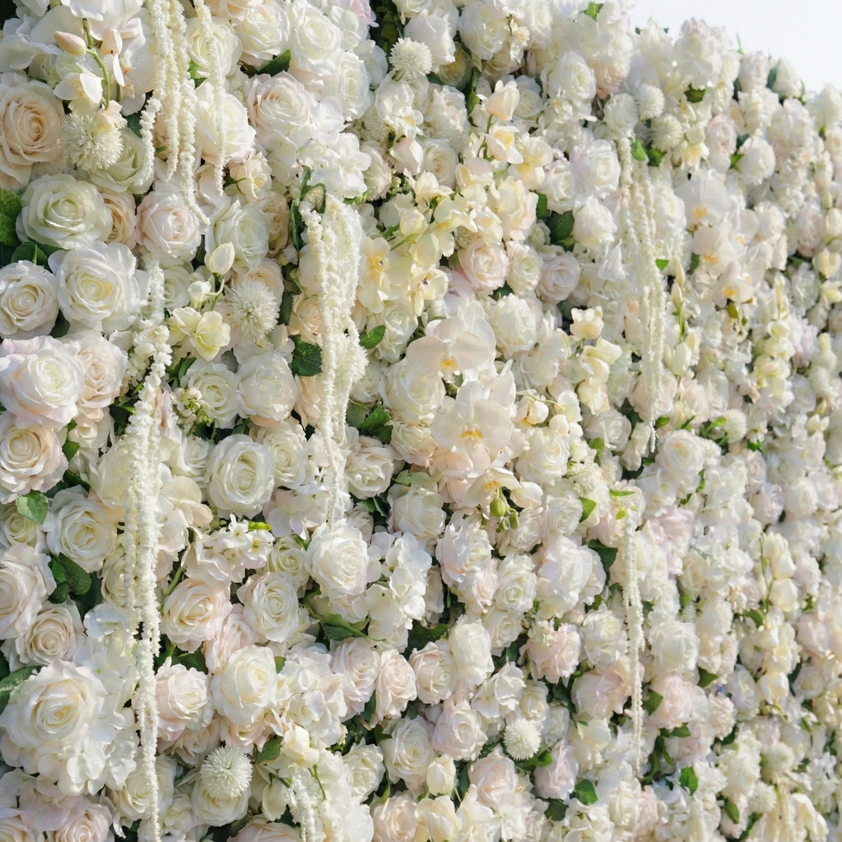 Marina: 5D Ivory & Light Blush Silk Rose Flower Wall Roll-Up Fabric Backdrop for Elegant Wedding & Bridal Shower Party