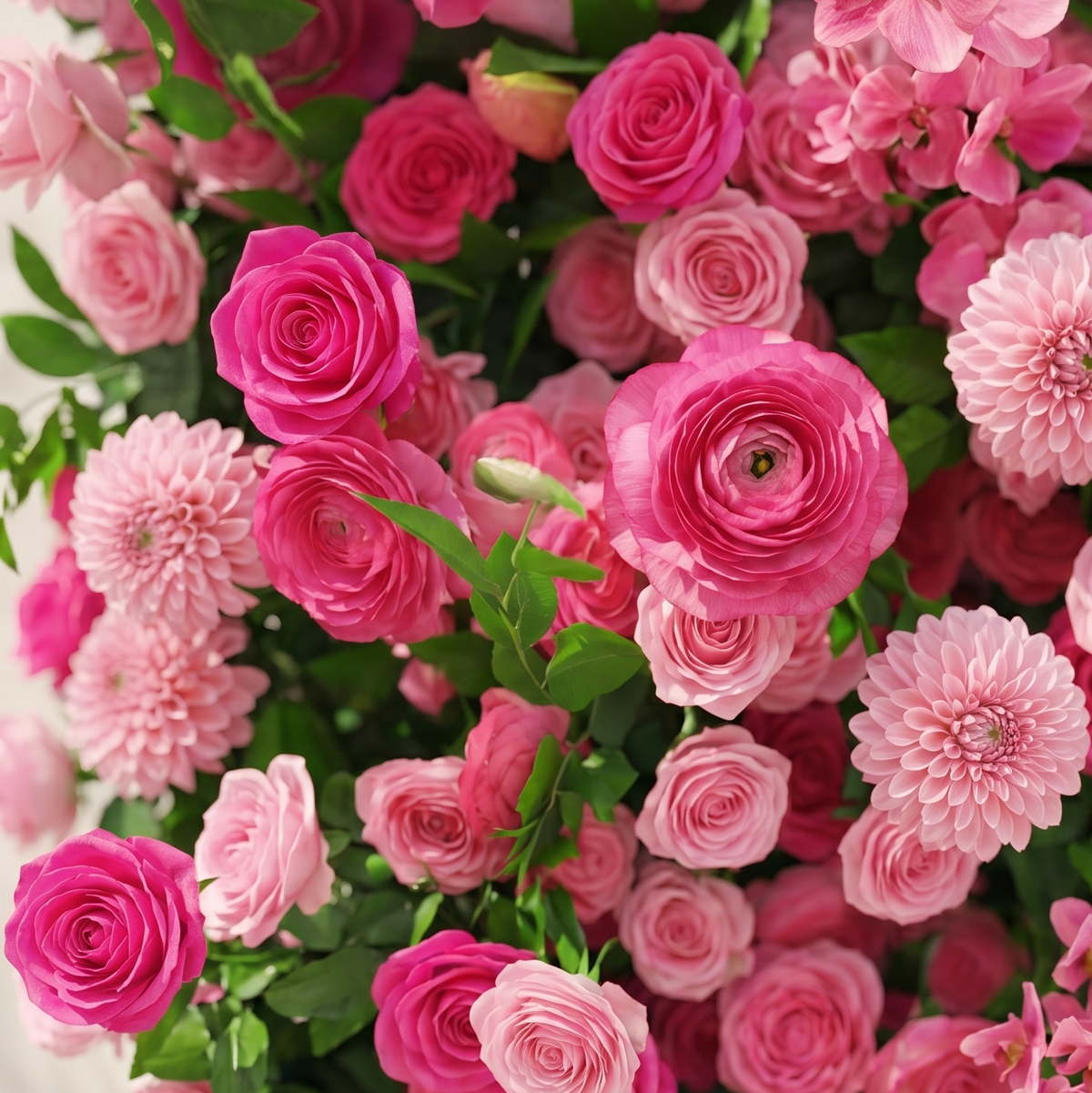 Melorae: Luxury 5D Hot Pink & Blush Silk Floral Wall Roll-Up Backdrop for Vibrant Romantic Weddings