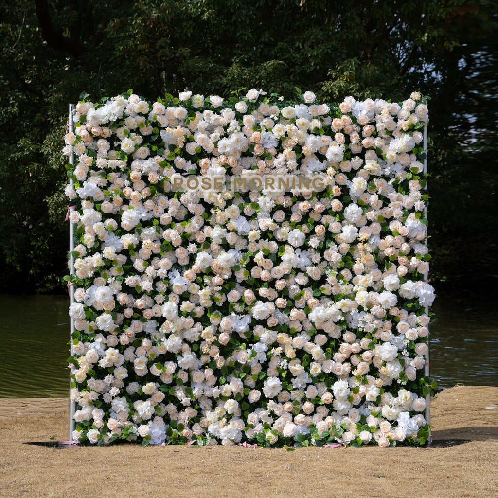 Mia：3D Fabric Artificial rolling up curtain flower wall