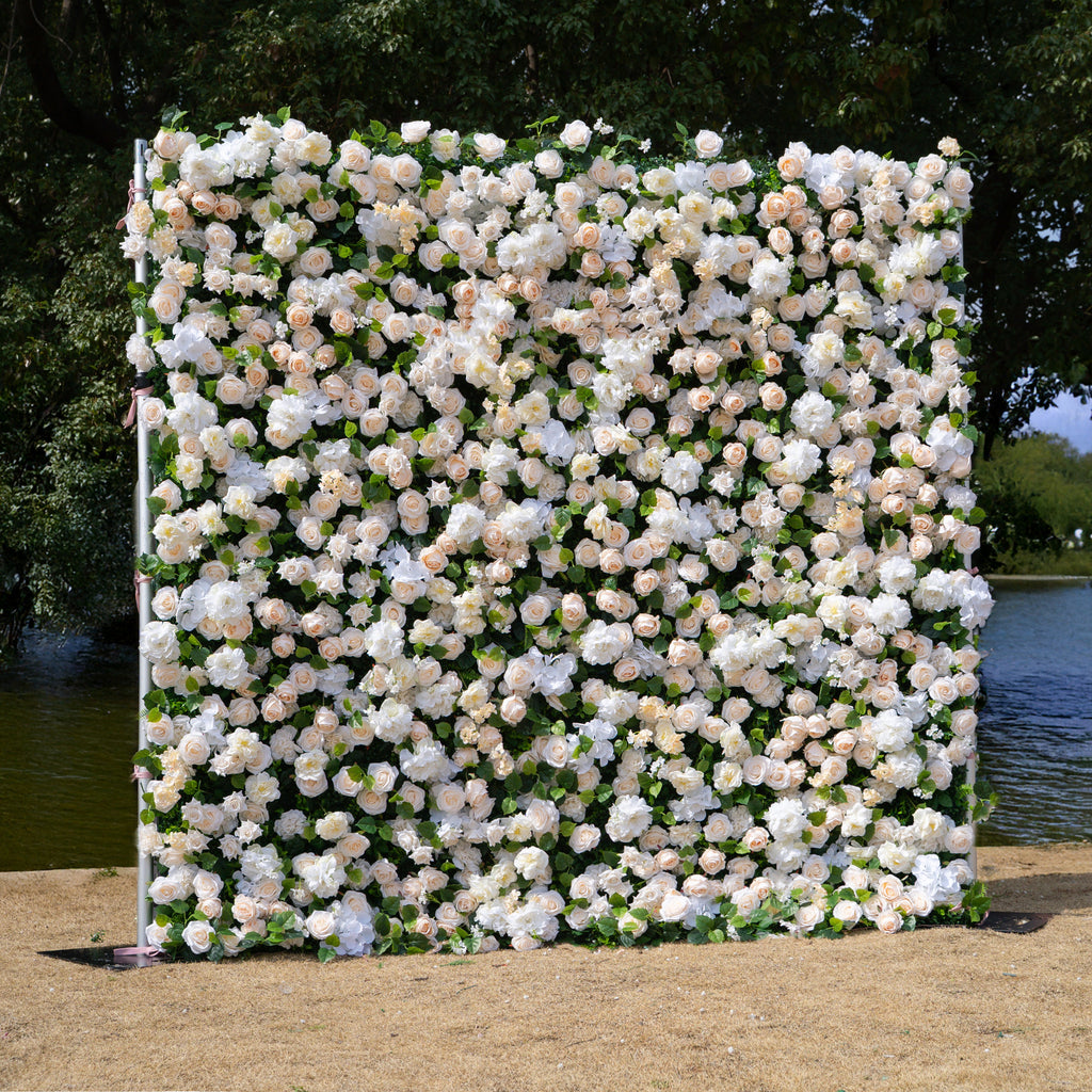 Mia：3D Fabric Artificial rolling up curtain flower wall