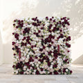 Mirenorae: Luxury 5D Burgundy Red & Ivory White Silk Floral Wall Roll-Up Fabric Backdrop for Grand Weddings