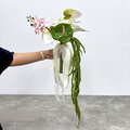 Modern Korean Wedding Bride Silk Realistic Bouquet Factory Artificial Rose Anthurium Phalaenopsis Bouquet with Hanging Vine - Free Shipping
