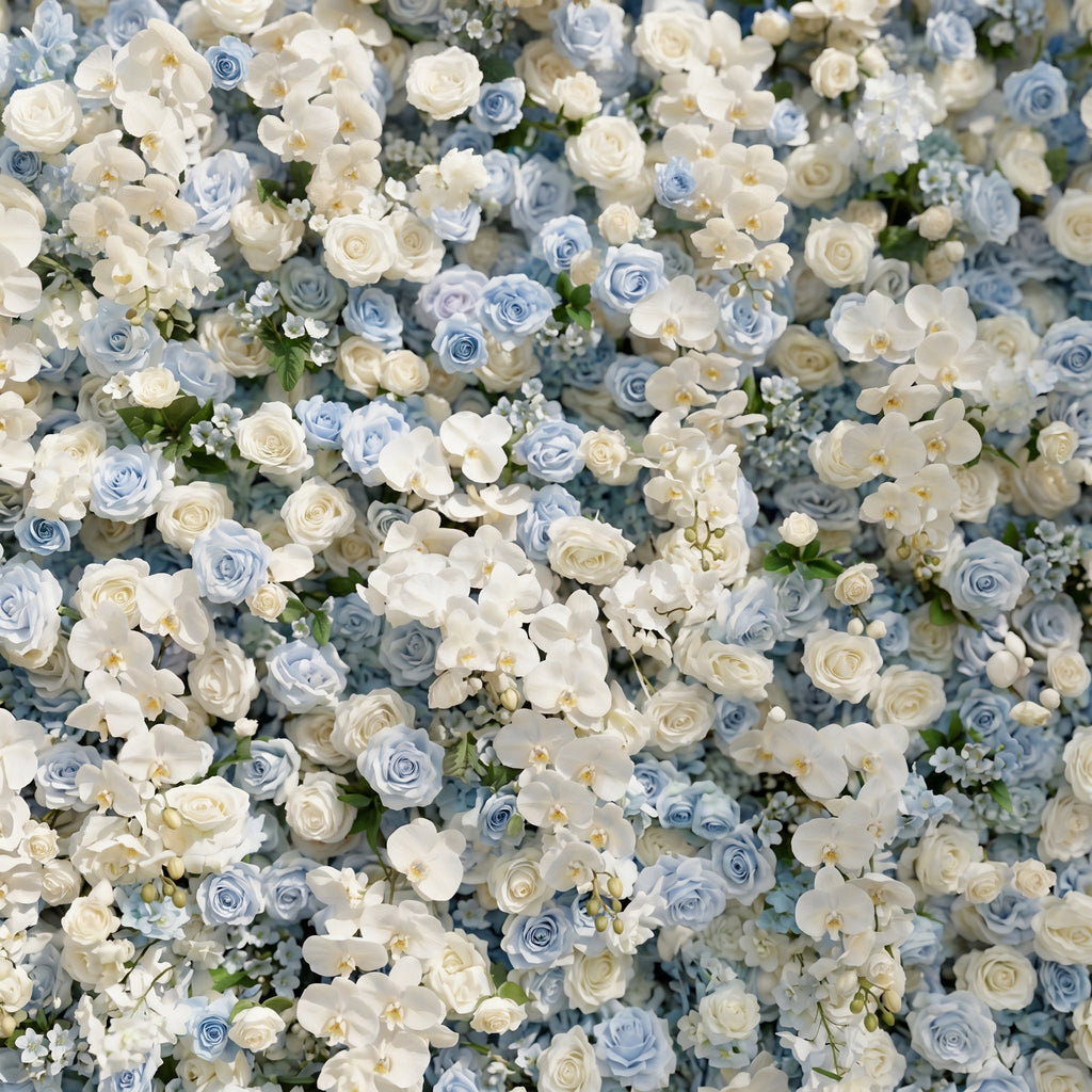 Novdelle:New Luxury 5D Blue&White roses Flower wall for Wedding&Event Decor