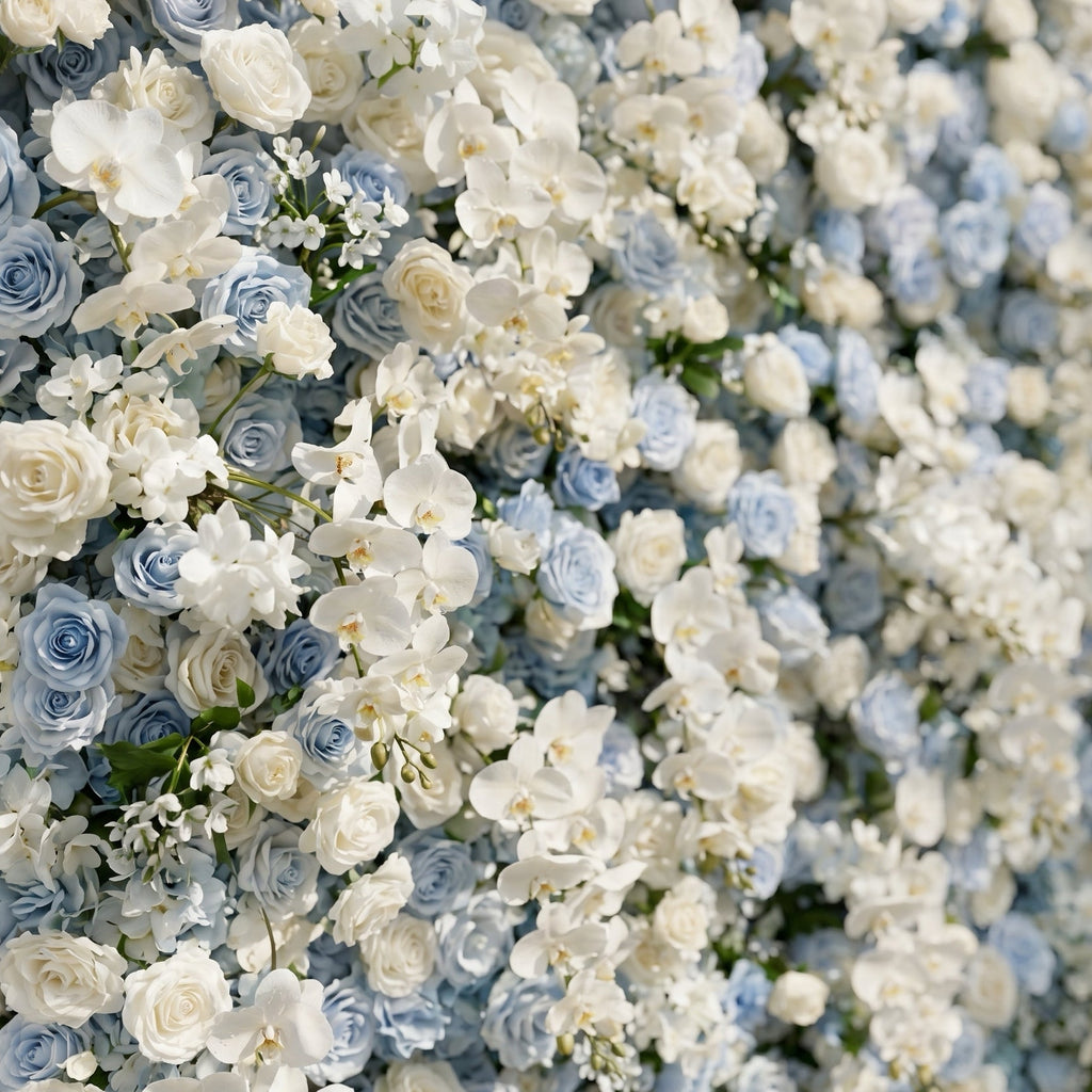 Novdelle:New Luxury 5D Blue&White roses Flower wall for Wedding&Event Decor