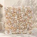 Novmora:5D Neutral Warm Cream Peach & Blush Pink Silk Rose Flower Wall Roll-Up Fabric Backdrop for Romantic Weddings & Proposals