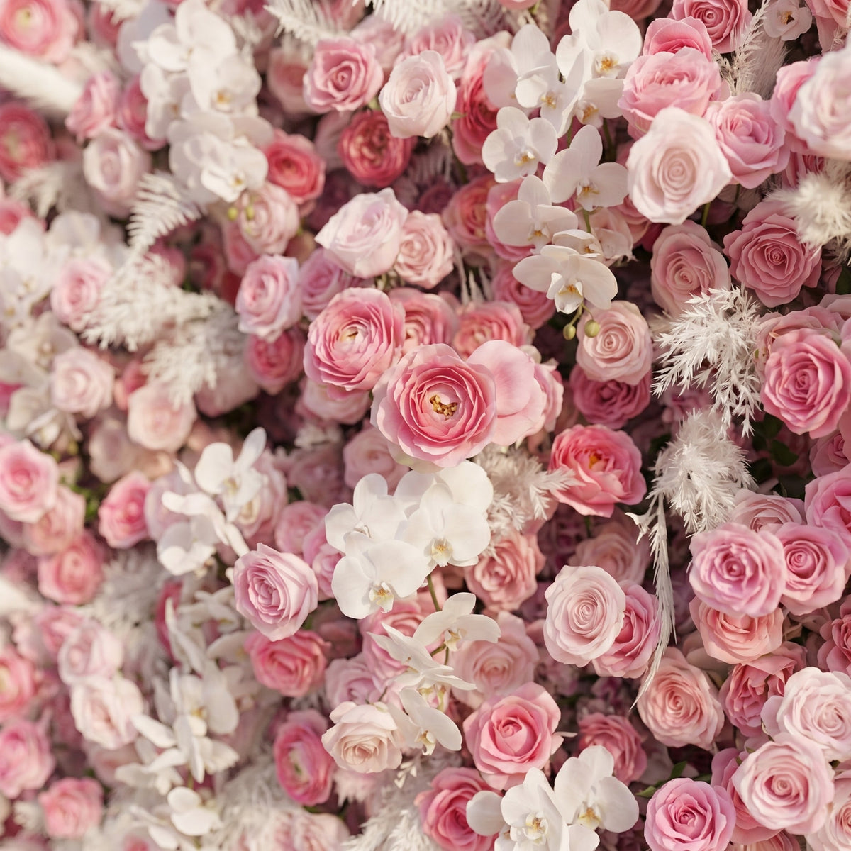 Nylenna:Luxury 5D Ombre Hot Pink & Blush Silk Floral Wall Roll-Up Backdrop for Vibrant Romantic Weddings