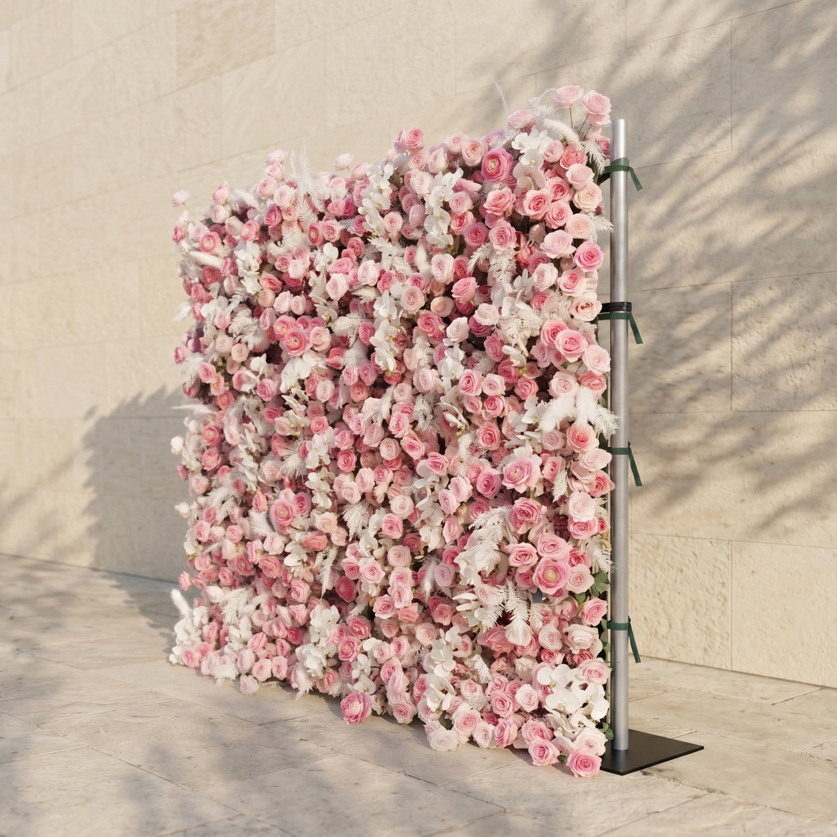 Nylenna:Luxury 5D Ombre Hot Pink & Blush Silk Floral Wall Roll-Up Backdrop for Vibrant Romantic Weddings