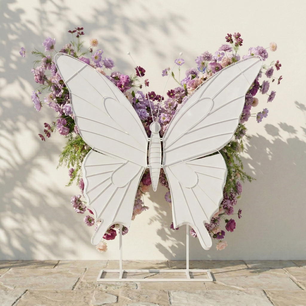 Nyvra: Dreamy Lavender & Purple Butterfly-Shaped Artificial Floral Wall for Garden Wedding & Event