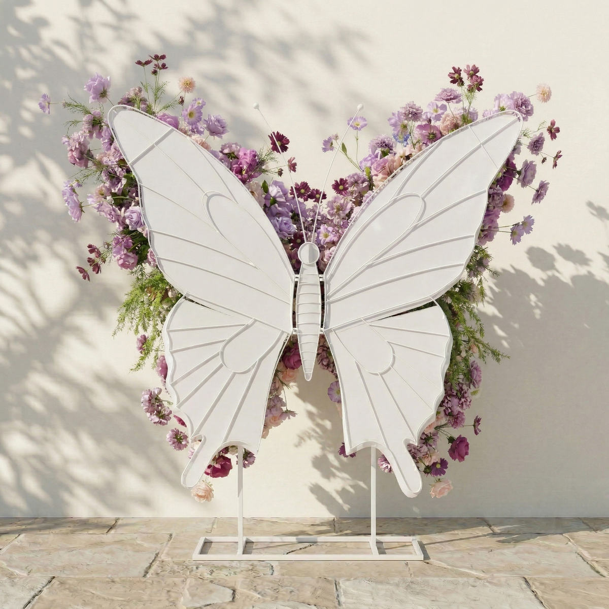 Nyvra: Dreamy Lavender & Purple Butterfly-Shaped Artificial Floral Wall for Garden Wedding & Event