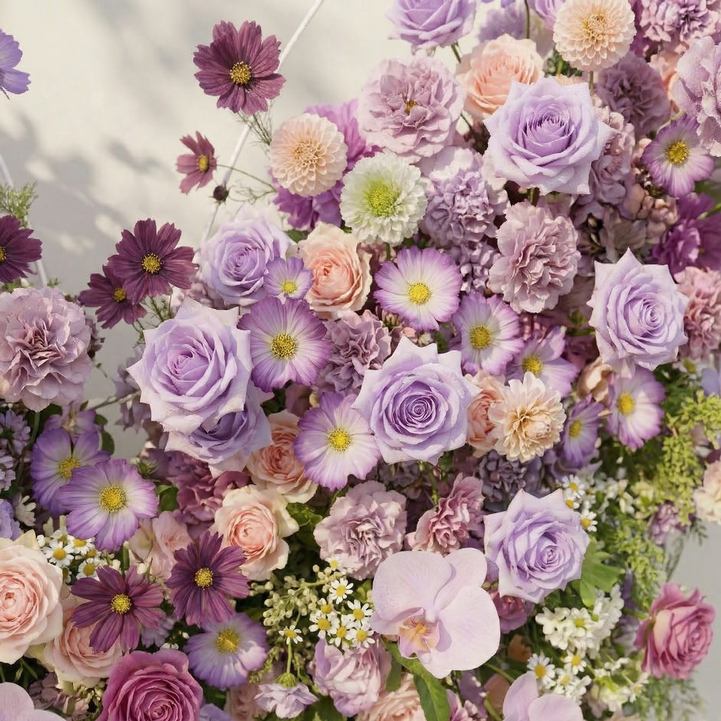 Nyvra: Dreamy Lavender & Purple Butterfly-Shaped Artificial Floral Wall for Garden Wedding & Event