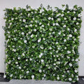 ODM Custom White Silk Rose and Green Plants Flower Wall Silk Artificial Flower Background for Wedding & Party Decorations Free Shipping