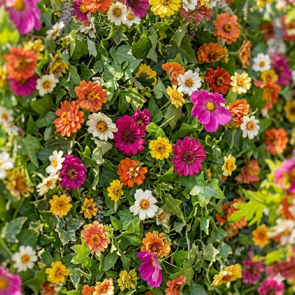 Odette: 5D Multi-Color Wildflower Silk Floral Wall Roll-Up Fabric Backdrop for Natural Garden Weddings & Parties