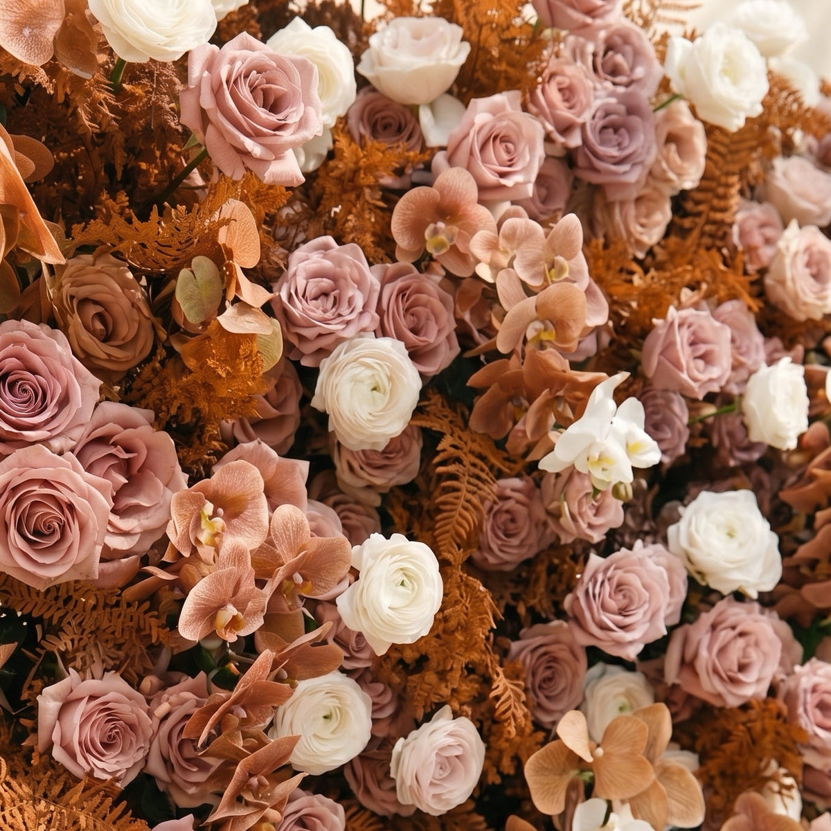 Orelloria:Luxury 5D Terracotta & Dusty Rose Silk Floral Wall Roll-Up Backdrop for Rustic Fall Weddings