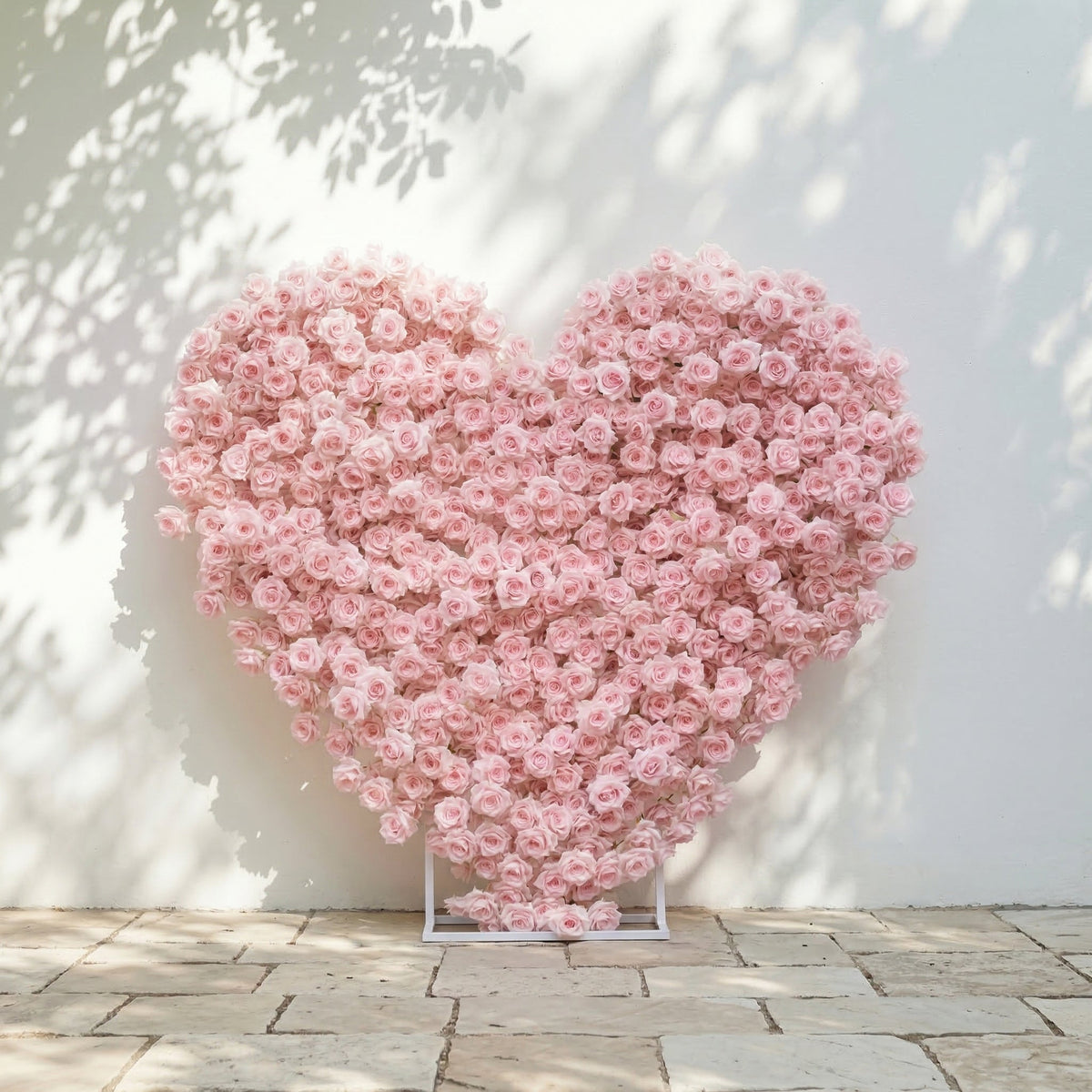Orelune: 3D Ethereal Blush Pink Heart-Shaped Artificial Floral Backdrop for Romantic Wedding & Proposal
