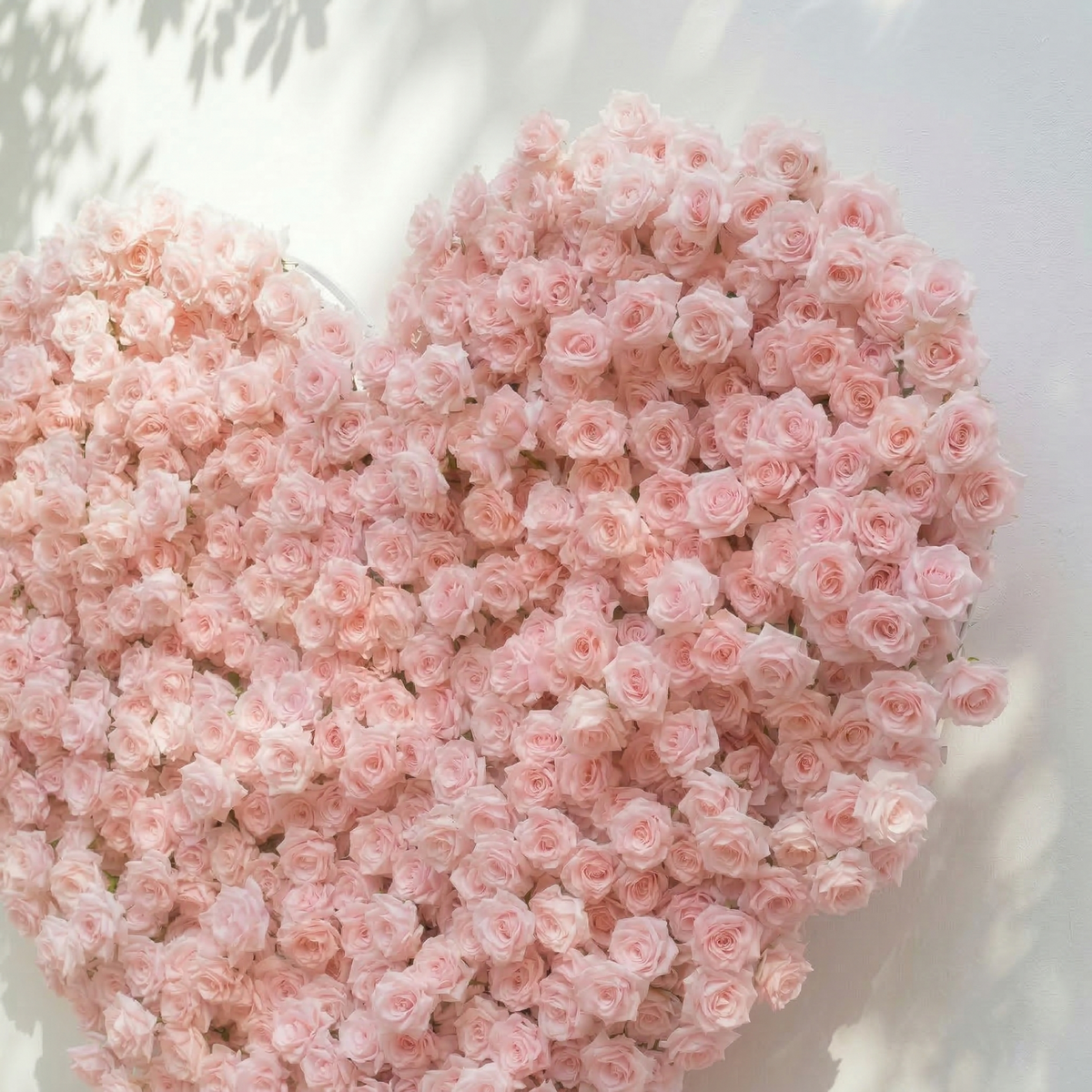 Orelune: 3D Ethereal Blush Pink Heart-Shaped Artificial Floral Backdrop for Romantic Wedding & Proposal