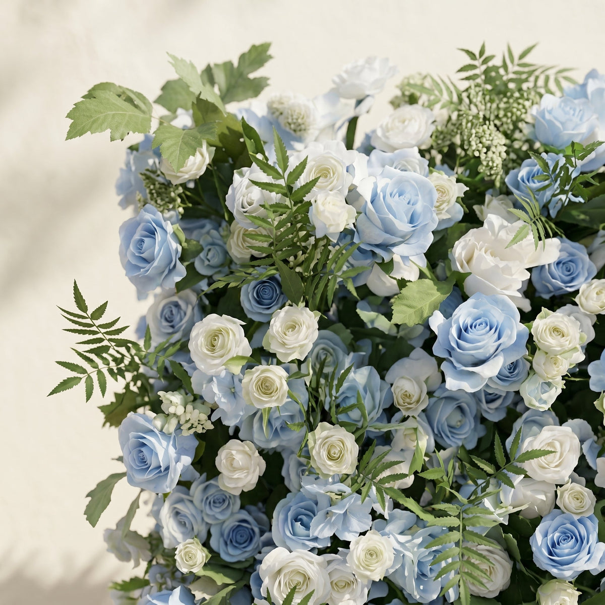 Orelvia:New Luxury 5D Blue&White roses Flower wall with Greenery for Wedding&Event Decor