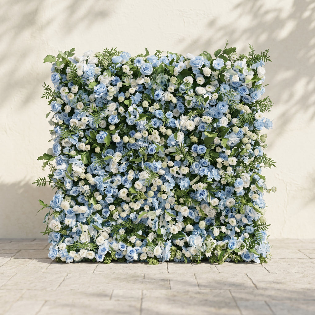Orelvia:New Luxury 5D Blue&White roses Flower wall with Greenery for Wedding&Event Decor