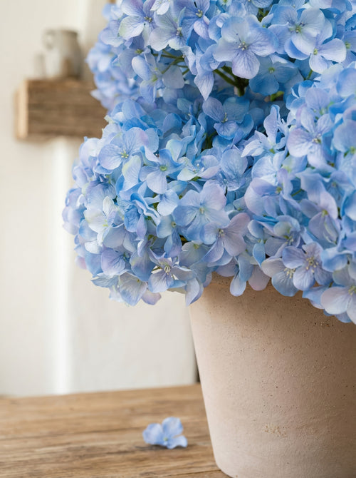 21.6" Artificial Blue Hydrangea Plant - Potted Floral Arrangement for French Home Decor