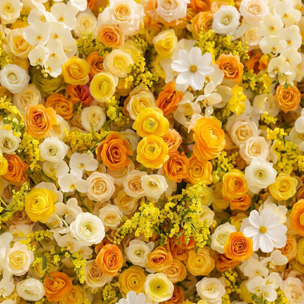 Palorae: Luxury 5D Sunshine Yellow & Cream White Silk Floral Wall Backdrop for Vibrant Summer Weddings