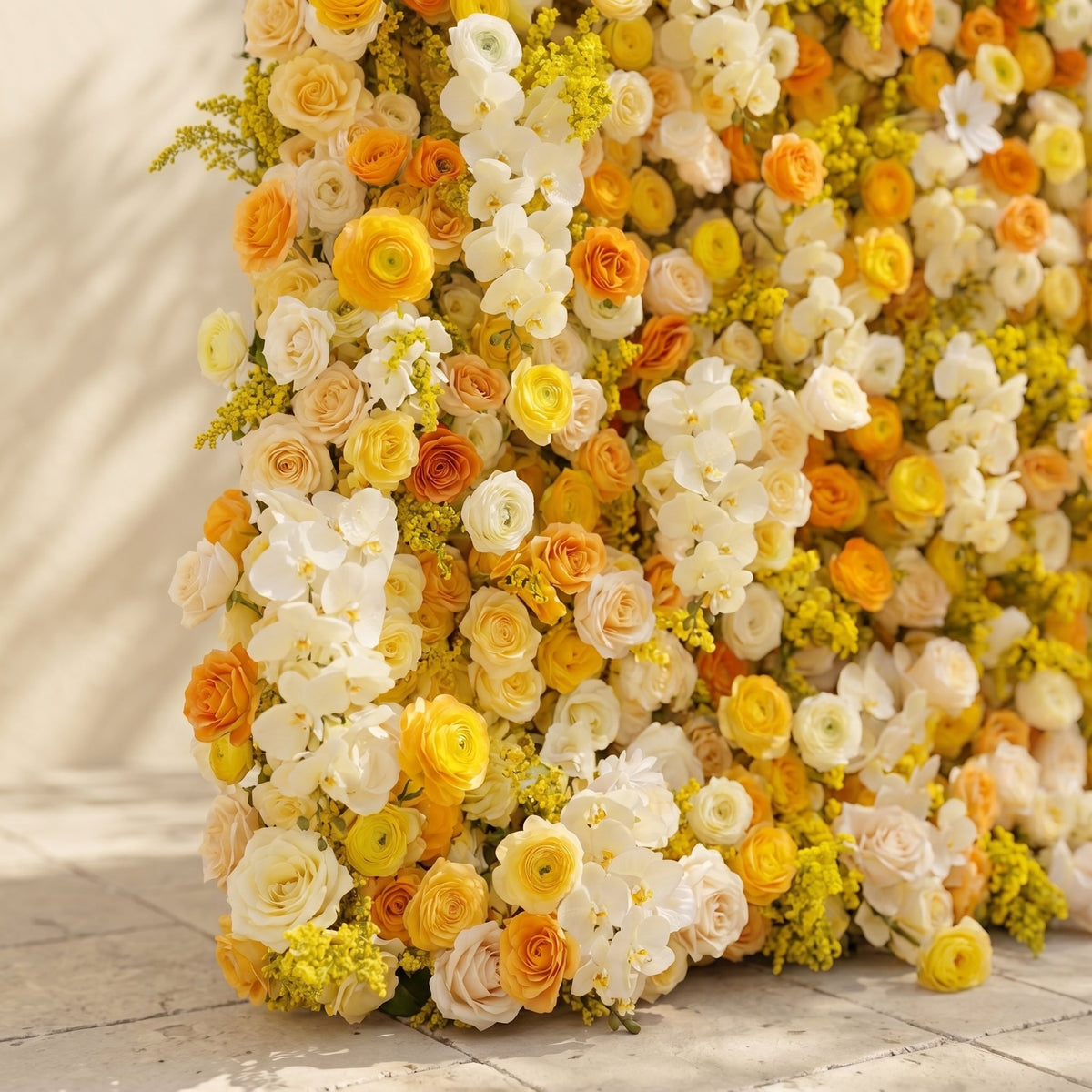 Palorae: Luxury 5D Sunshine Yellow & Cream White Silk Floral Wall Backdrop for Vibrant Summer Weddings