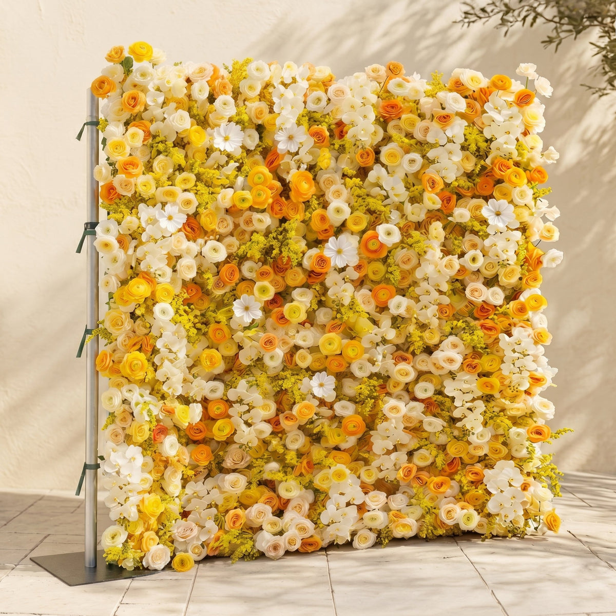Palorae: Luxury 5D Sunshine Yellow & Cream White Silk Floral Wall Backdrop for Vibrant Summer Weddings