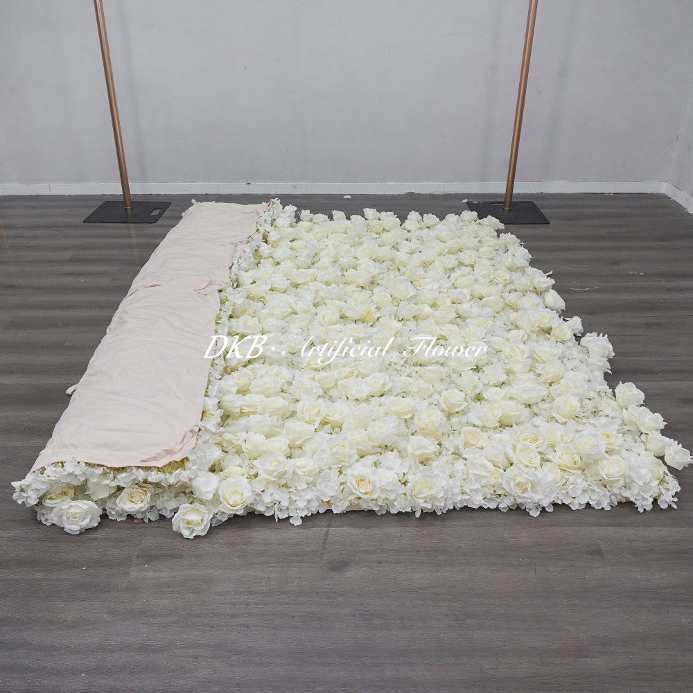 Party Wall Decorations 5D/8D Artificial Silk White Roll up Rose Flower Wall for Wedding Home Party Decoration Stage Backdrop Free Shipping