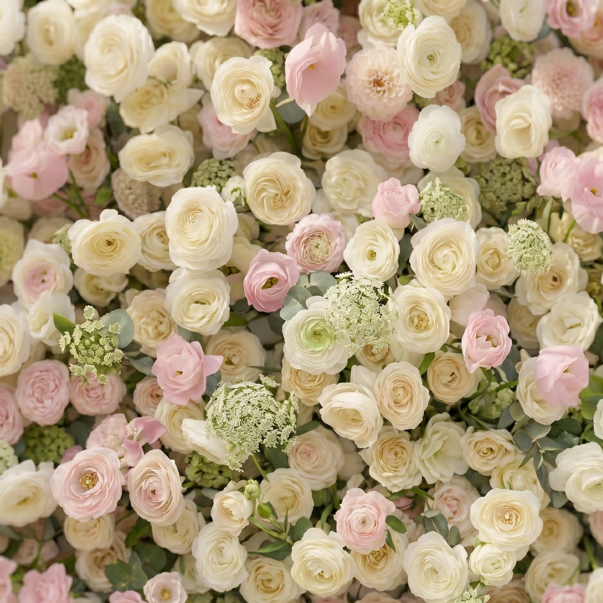 Pearlnora: Luxury 5D Pearl White & Blush Pink Silk Floral Wall Roll-Up Backdrop for Elegant Minimalist Weddings