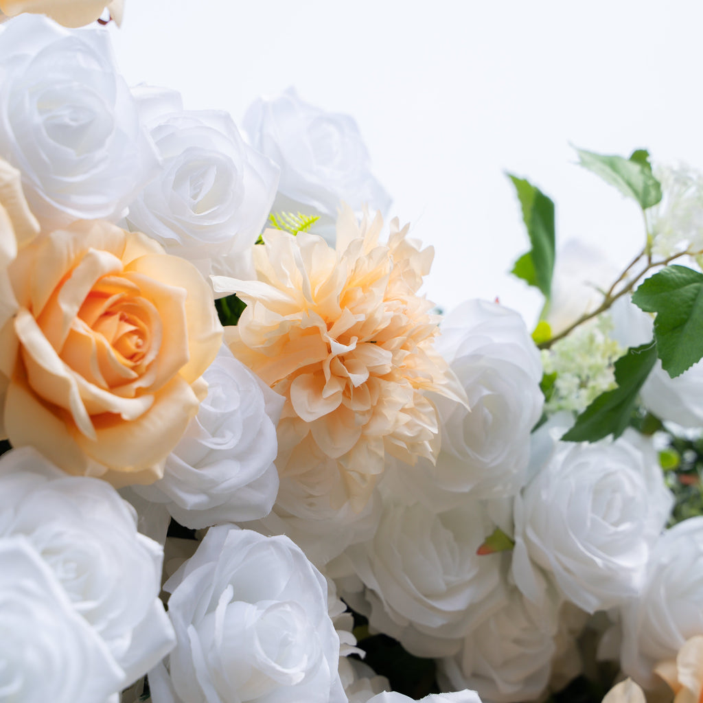 Penelope：3D Fabric Artificial rolling up curtain flower wall