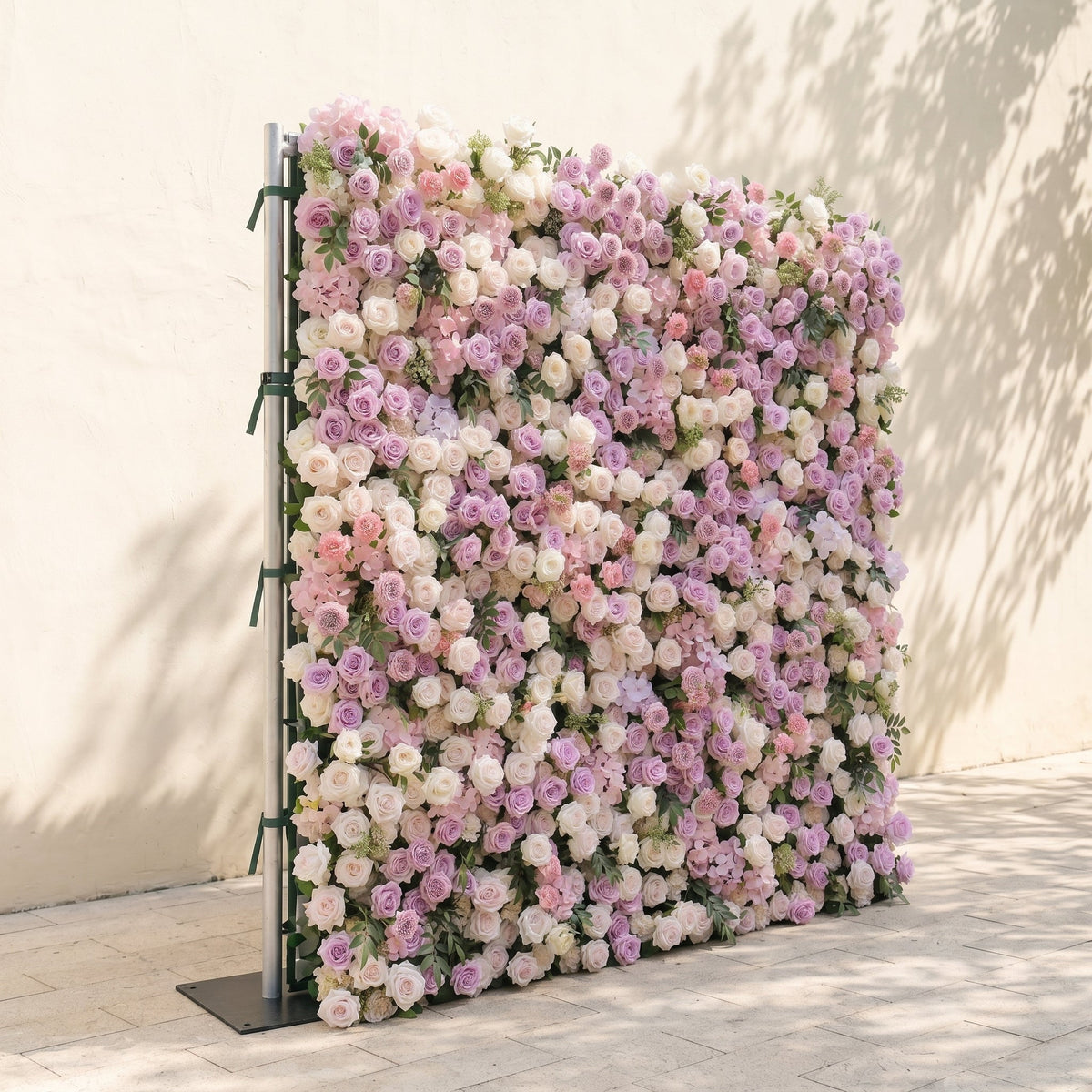 Peria:5D Gradient Lavender Purple & Blush Pink Silk Rose Flower Wall Roll-Up Fabric Backdrop for Romantic Weddings & Proposals