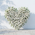 Petalya: 3D White Silk Rose Heart Floral Backdrop Decor for Proposal & Anniversary Backdrop