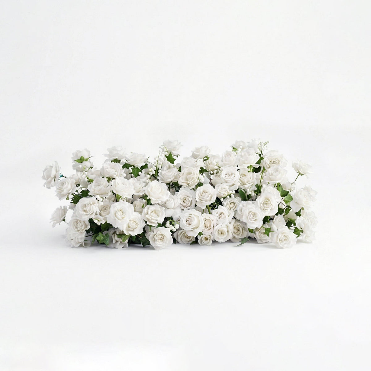 Petalya: 3D White Silk Rose Heart Floral Backdrop Decor for Proposal & Anniversary Backdrop