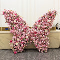 Popular Pink Artificial Flower Wall Butterfly Shaped 3D Flower Backdrop for Wedding Proposal Christmas Party Event Decoration Free Shipping