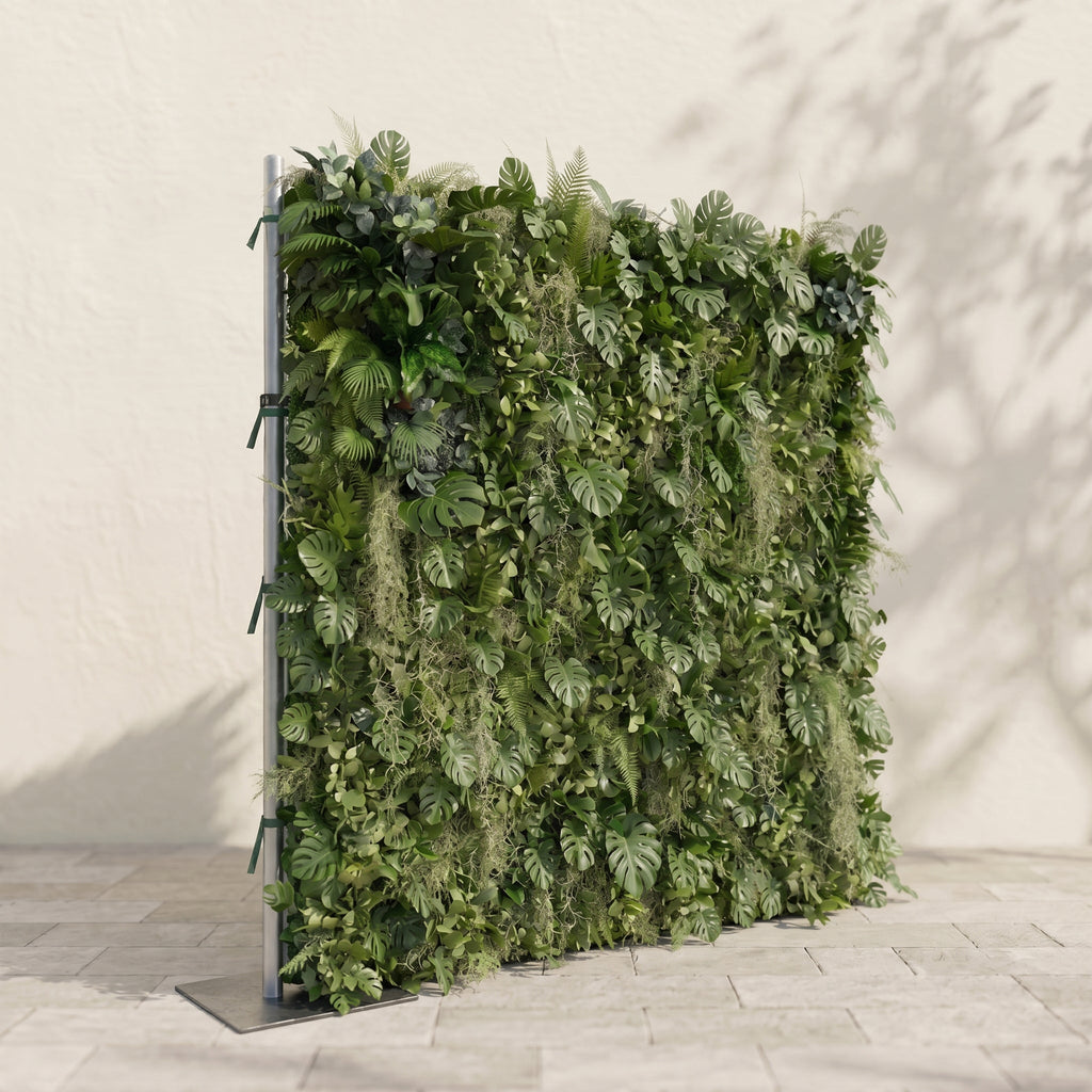 Raelira: Luxury 5D Green Silk Floral Wall Roll-Up Backdrop for Elegant Minimalist Weddings