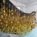 Realistic Gold Sequin Curtain Backdrop Black Fabric Base Disc Sequin Panel Wall Wedding Background Decoration for Mother's Day Free Shipping