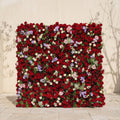 Sabbelle: Luxury 4D Ruby Red Rose Silk Floral Wall Backdrop with White Daisy & Lavender Accents for Romantic Weddings